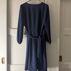 J. Crew Navy Long Sleeve Wrap-Style Dress
